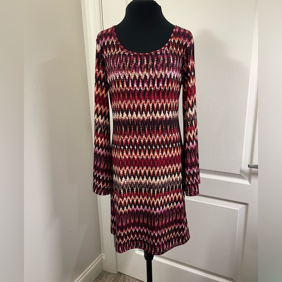 Rock 47 Women's Chevron Long Sleeve Dress Multicolor Size M - Picture 1 of 9